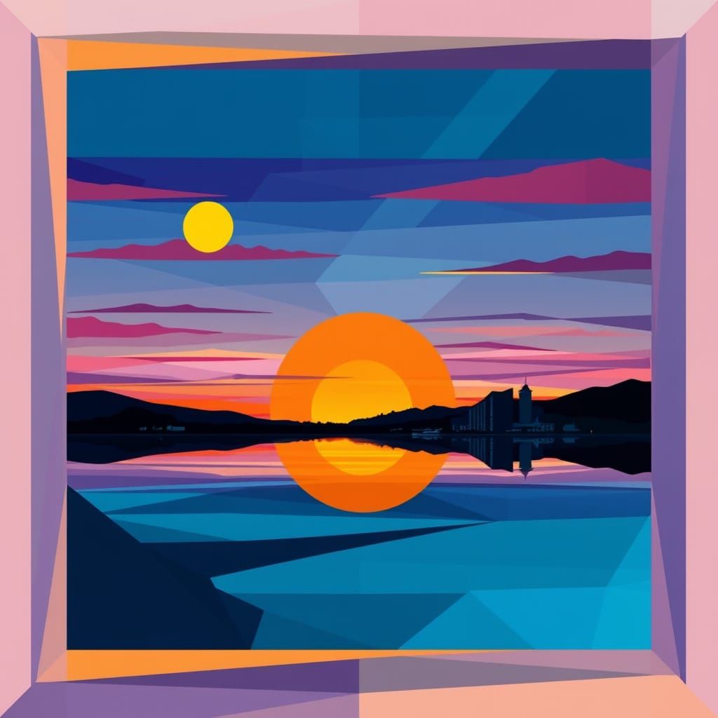 Surreal Sunset Skyline in Pastel Hues