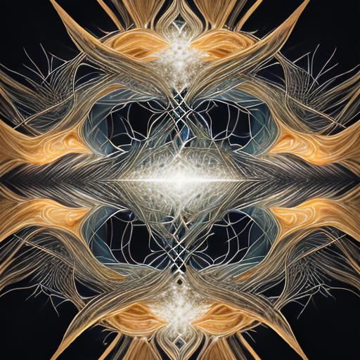 The interplay of elements within the artwork mirrors the intricate diffusion process, with lines and shapes merging and ...