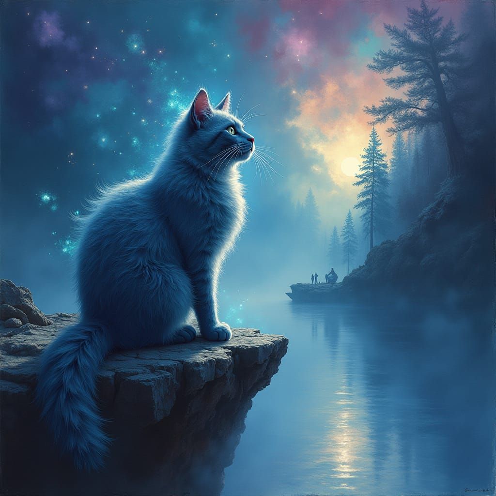 Ethereal Nebula Cat on Crystal Island