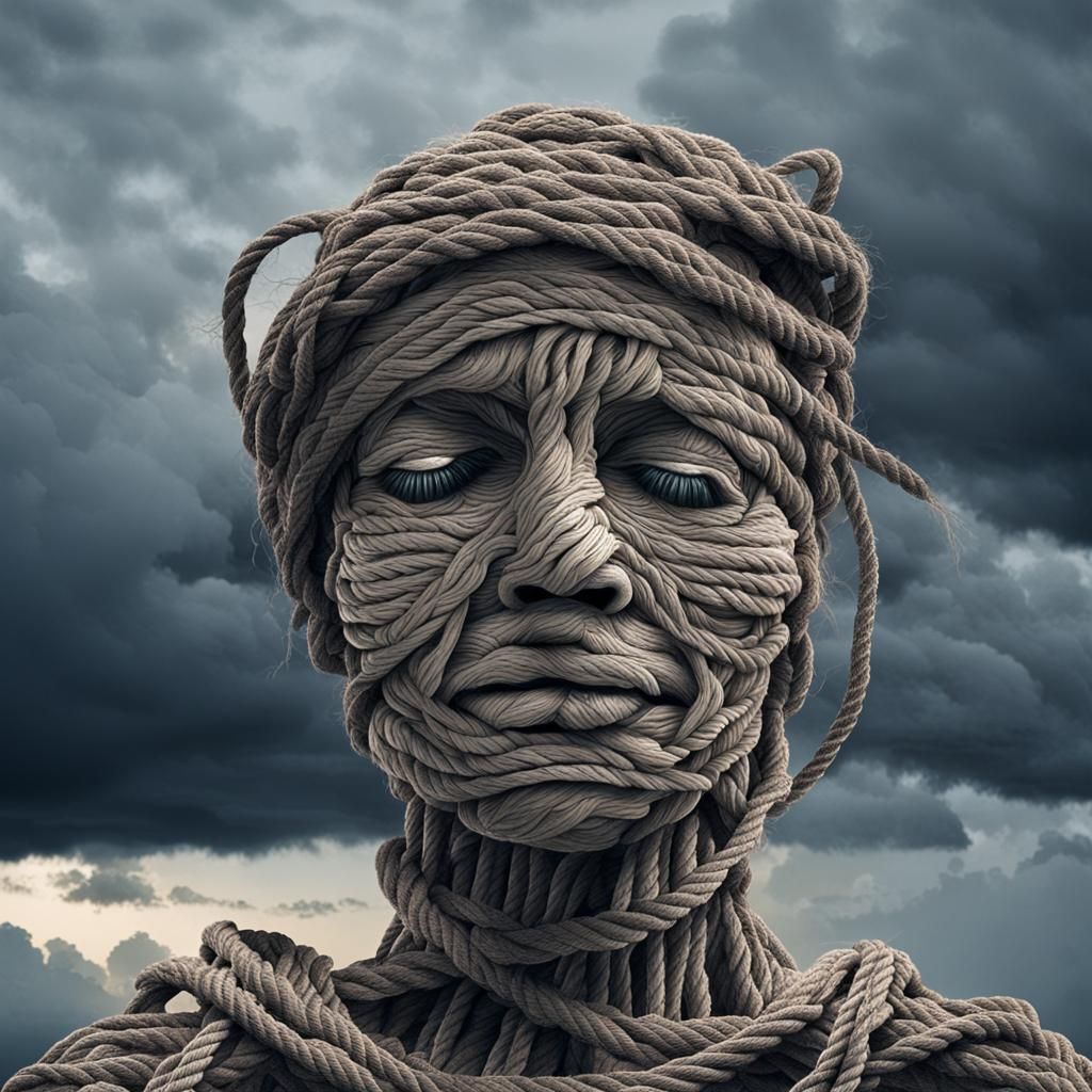 Rope Figure in Stormy Clouds