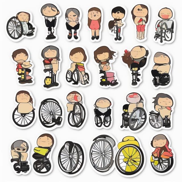 Kawaii Disability Stickers: Wheelchair & Crutches