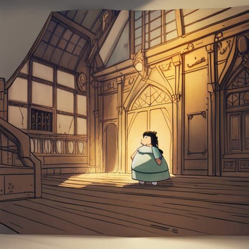Fat Princess in Castle: Anime Watercolor Illustration