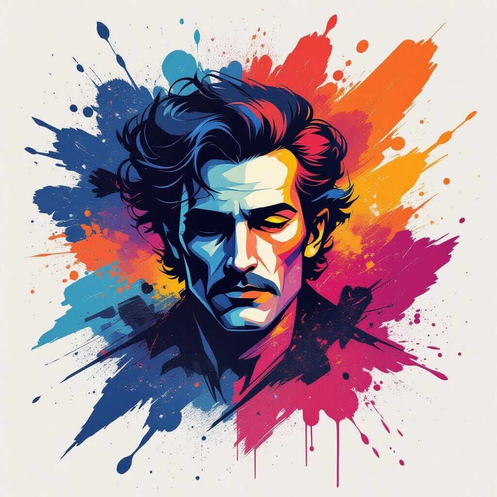 Abstract Art with Expressive Brushstrokes in Vivid Colors