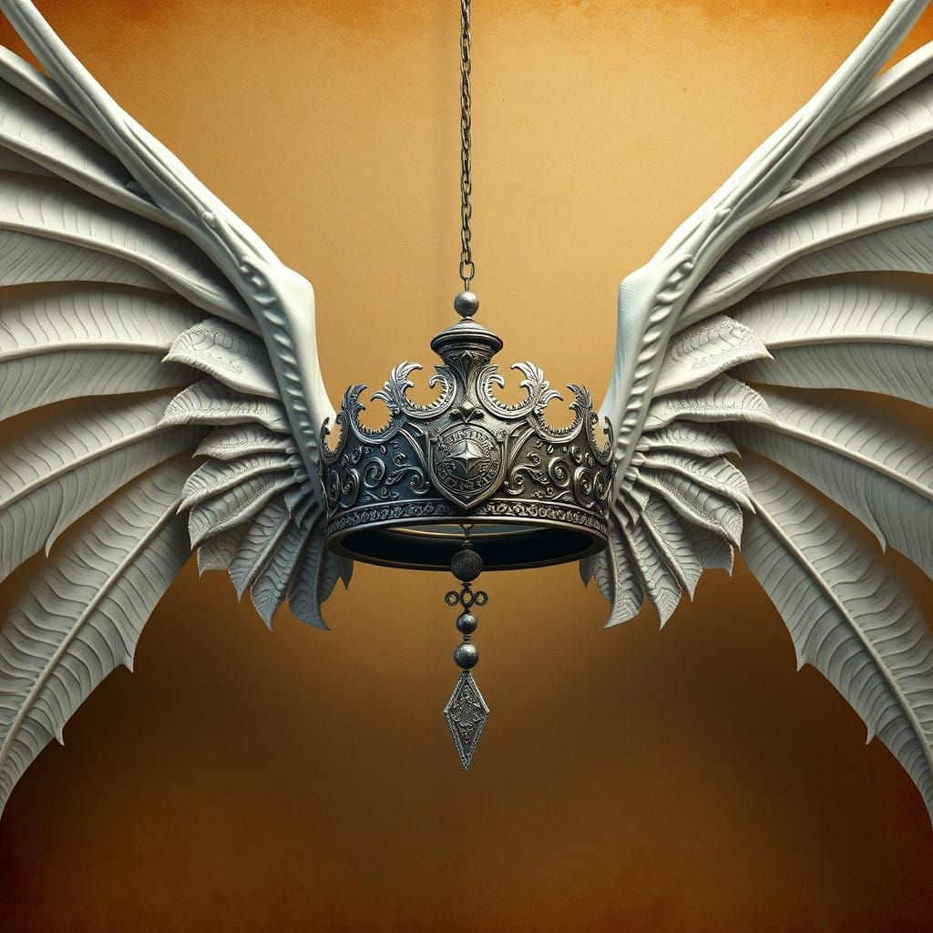 Majestic Silver Diadem Amidst Grand White Dragon Wings