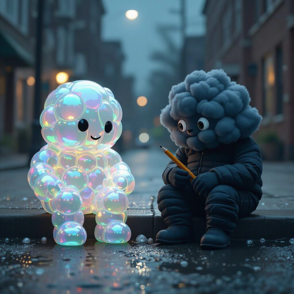 Bubble and Storm Cloud Characters on Molecule Lane