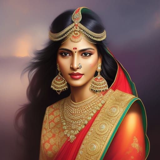 Perfect Indian Woman Portrait in Digital Art