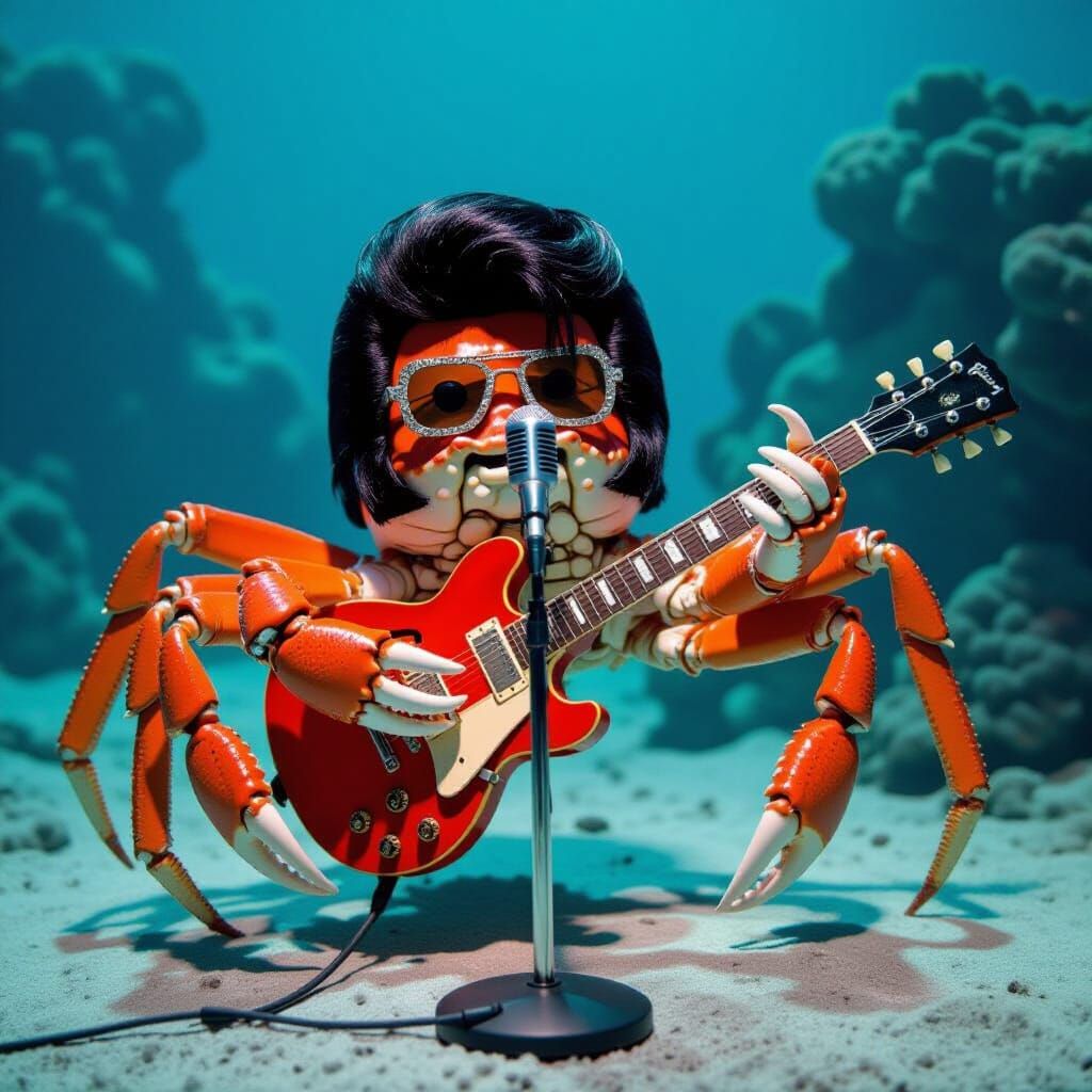 King Crab as Elvis on Ocean Floor Stage