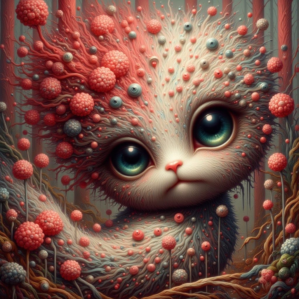 Red and White AI-Generated Creature