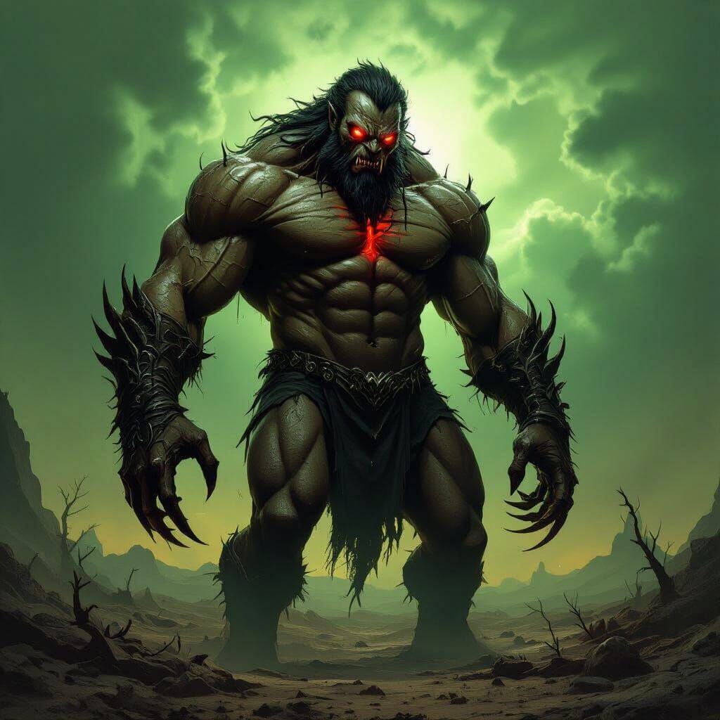 Muscular Man Transforms into Scary Brown Monster in Stormy L...