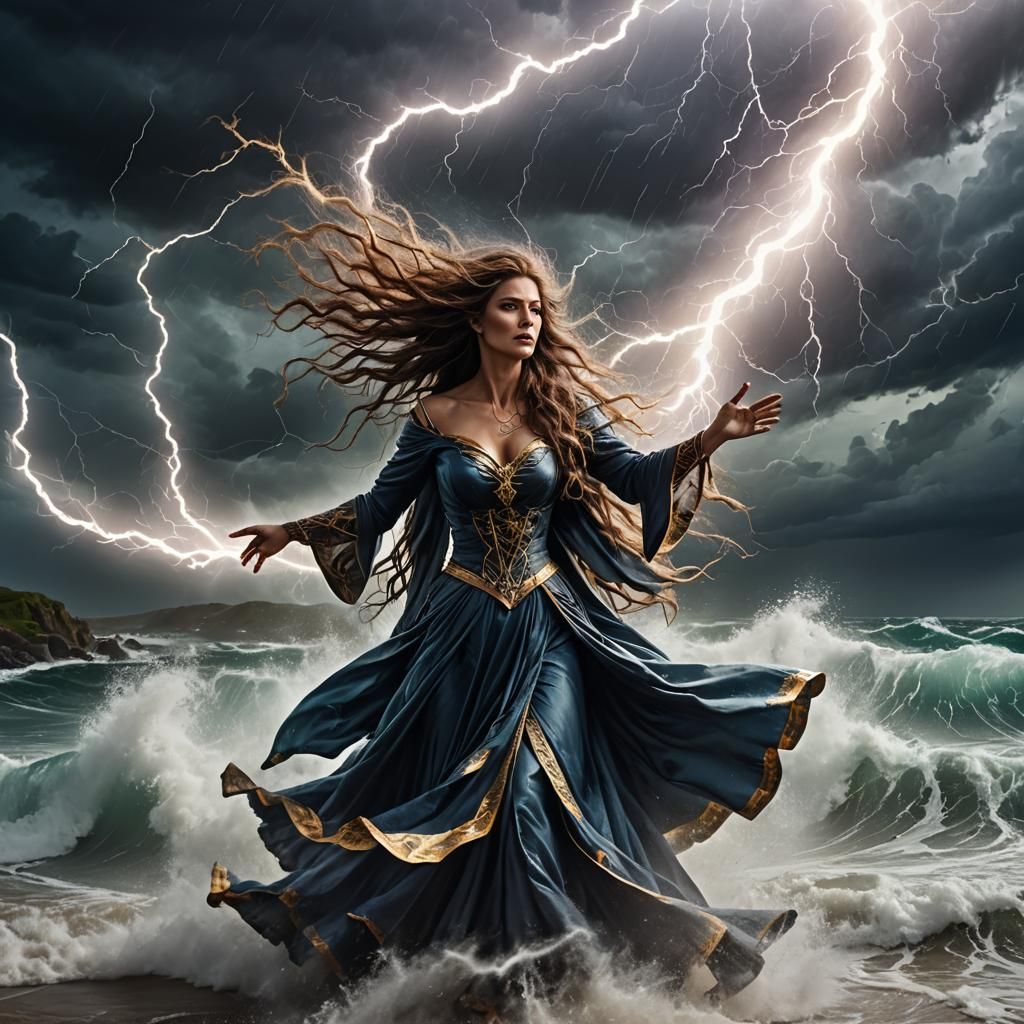 Sorceress Commands a Stormy Sea