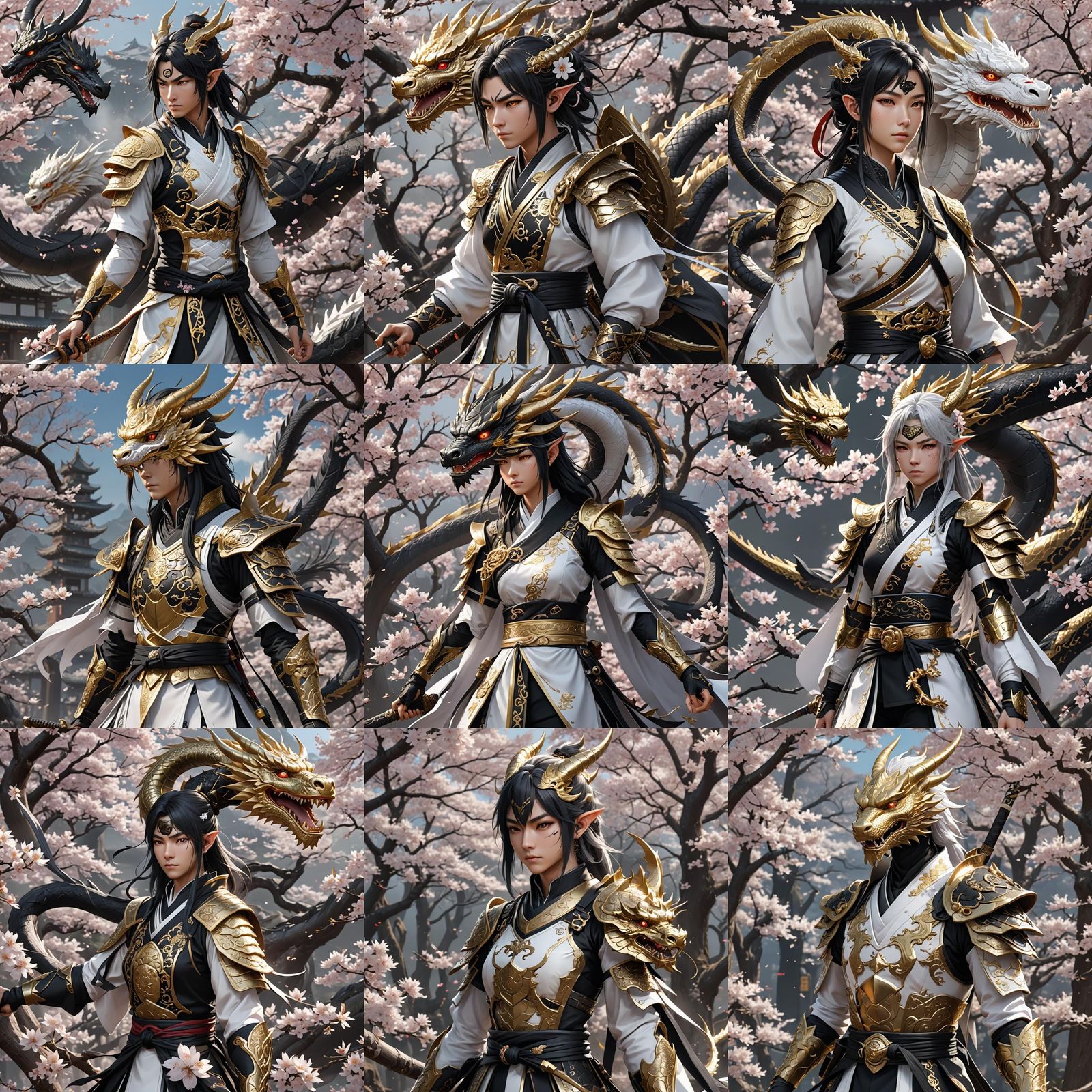 Eastern Dragon and Ninja Clan in Anime Style