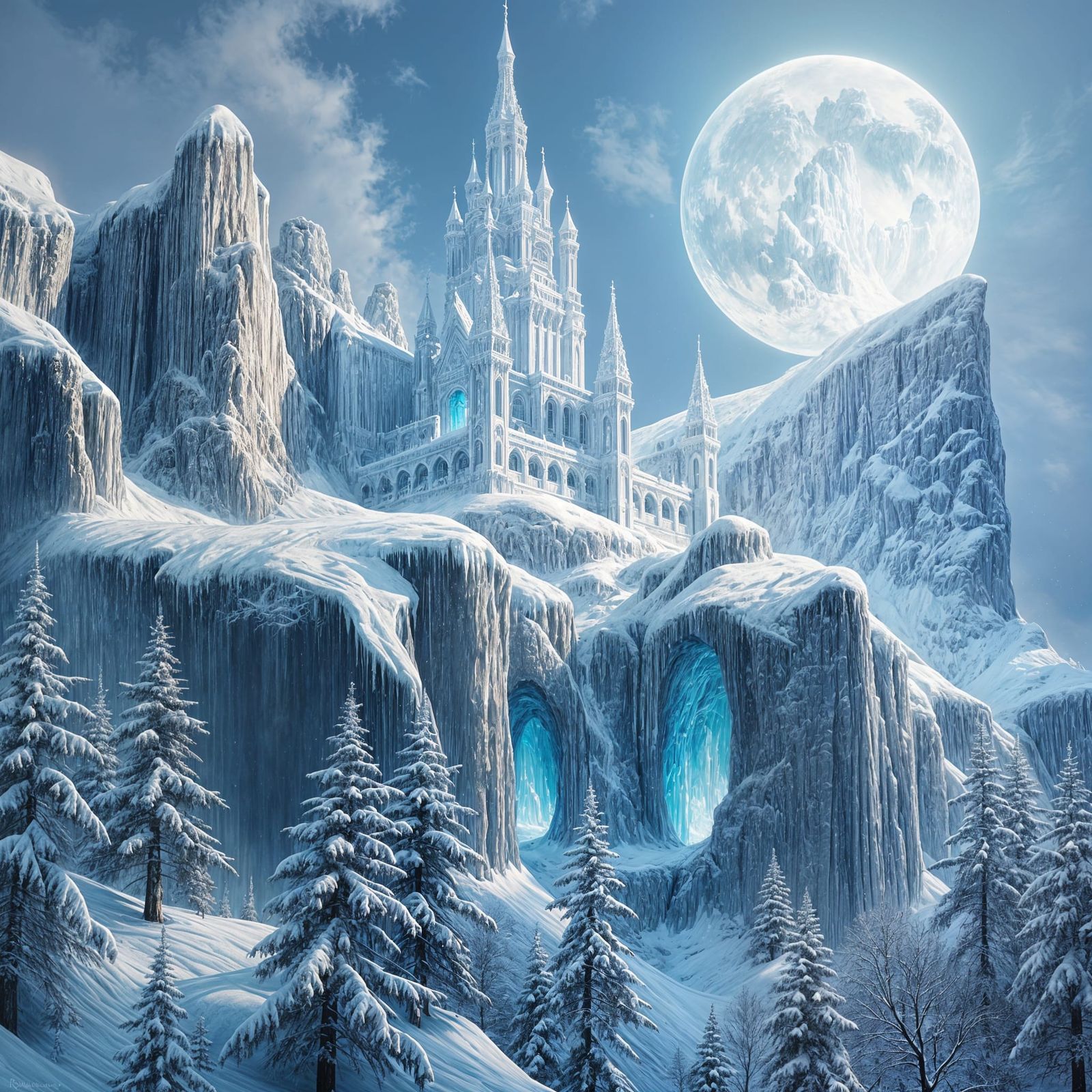 Romantic Crystalline Palace Soars Above Icy Cliffs