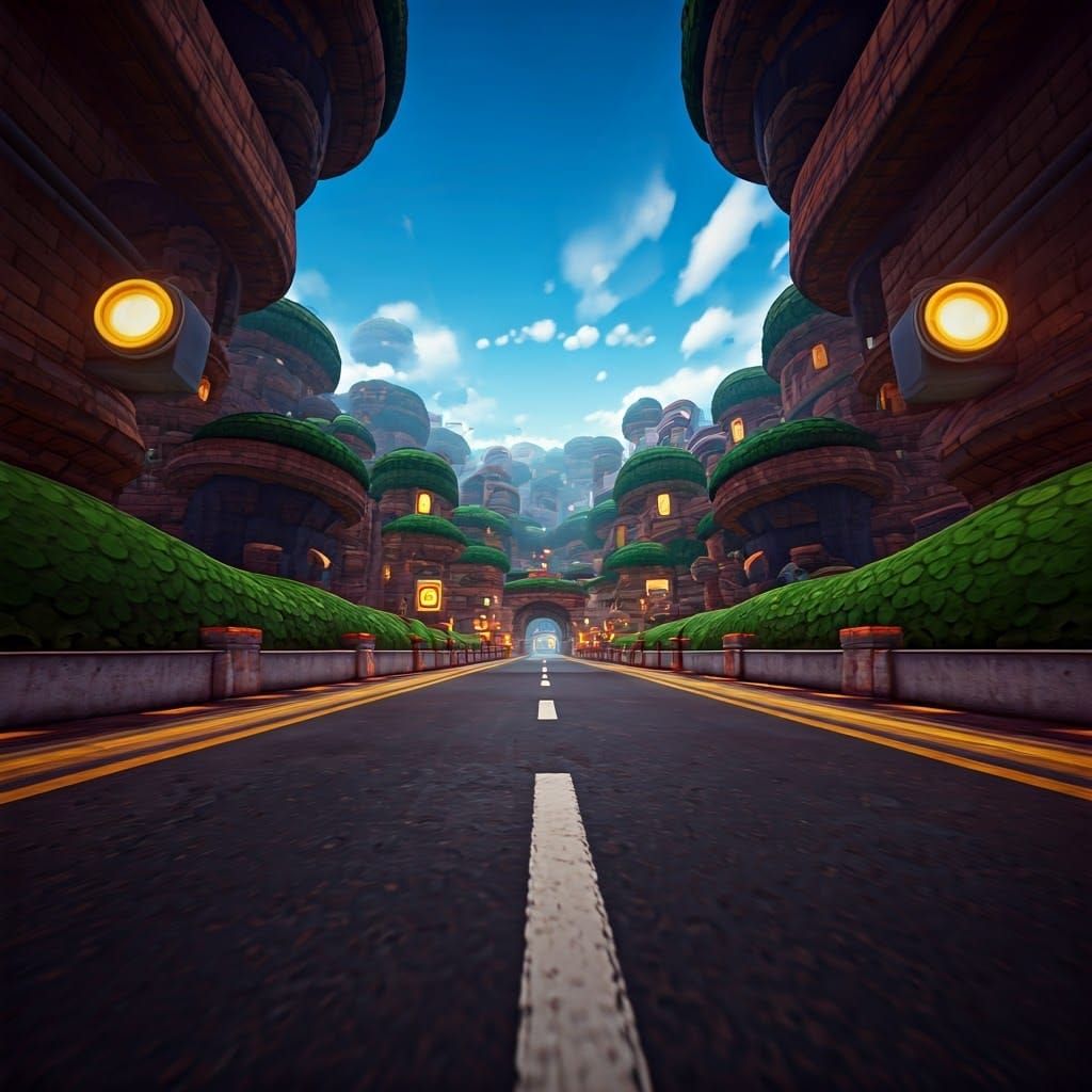 Rainbow Road: Epic 3D Mariokart Scene