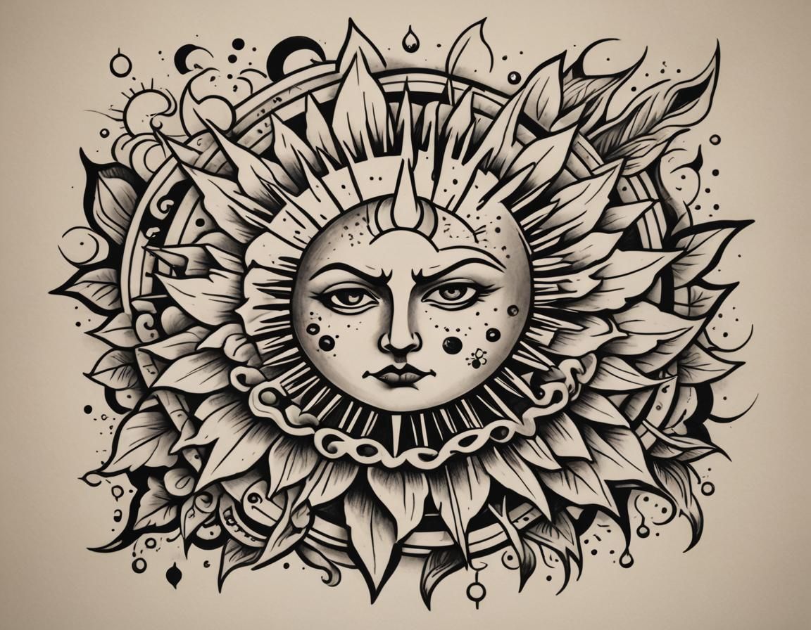 Sunshine on a Cloudy Day Tattoo in Traditional Style