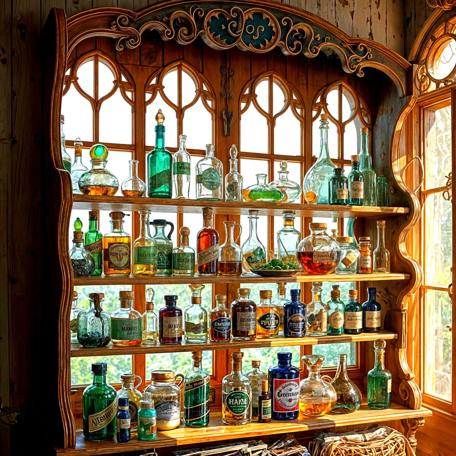 Enchanted Apothecary with Vibrant Potions