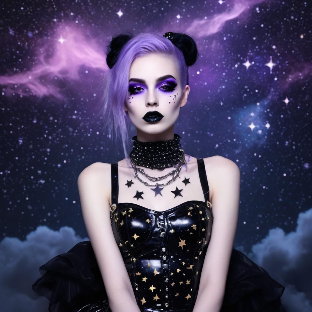 Ethereal Goth Model in Starry Space