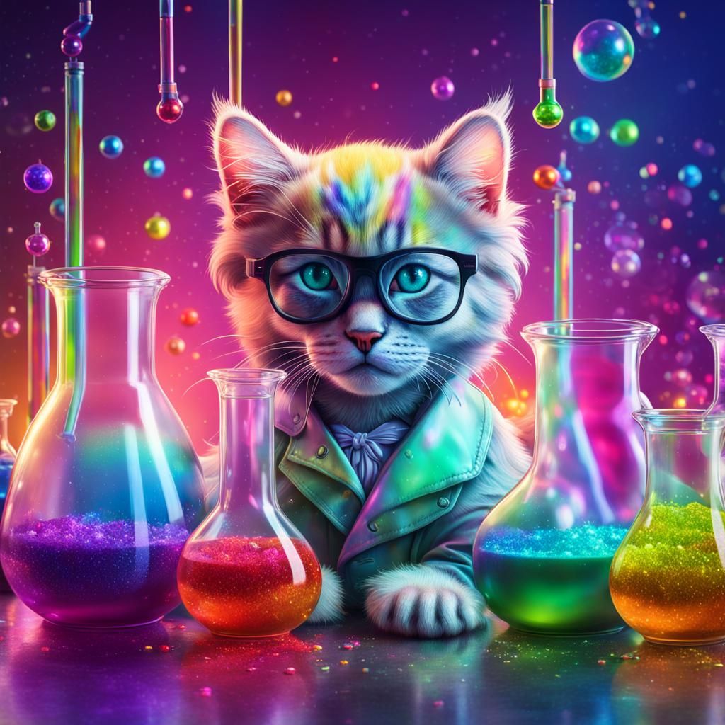 Mad Kitten Scientist in Sparkle Lab, Splash Art