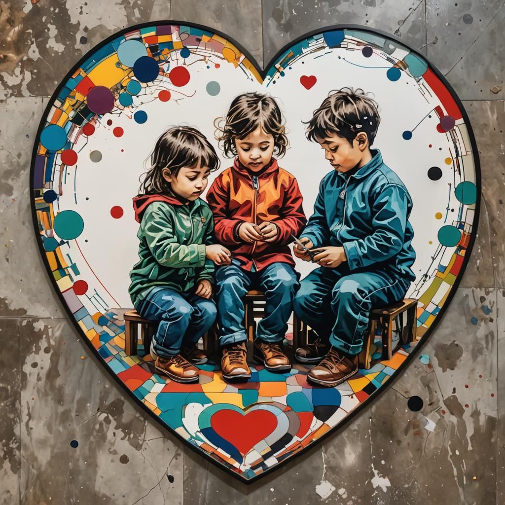 Heart Shaped Image of Children Playing