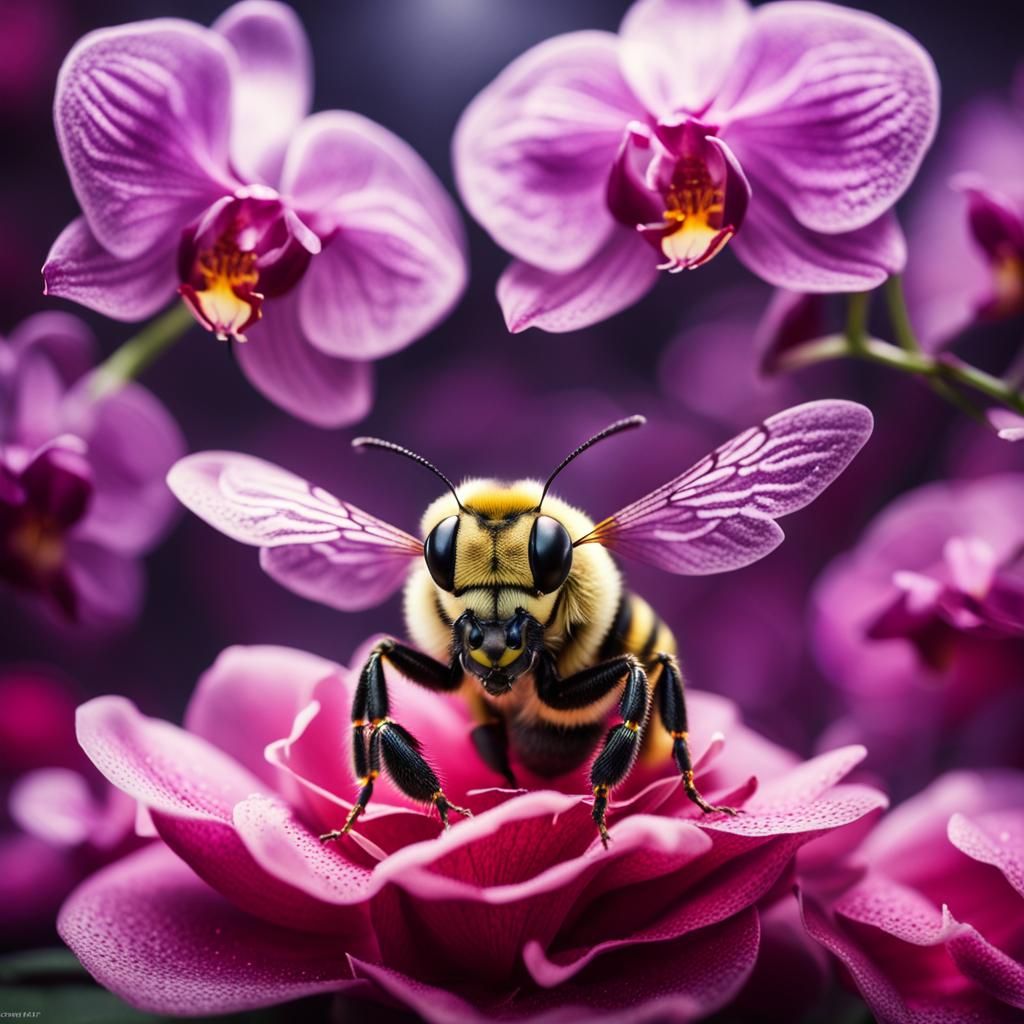 Bee Fashion Model in Surreal Macro Photography