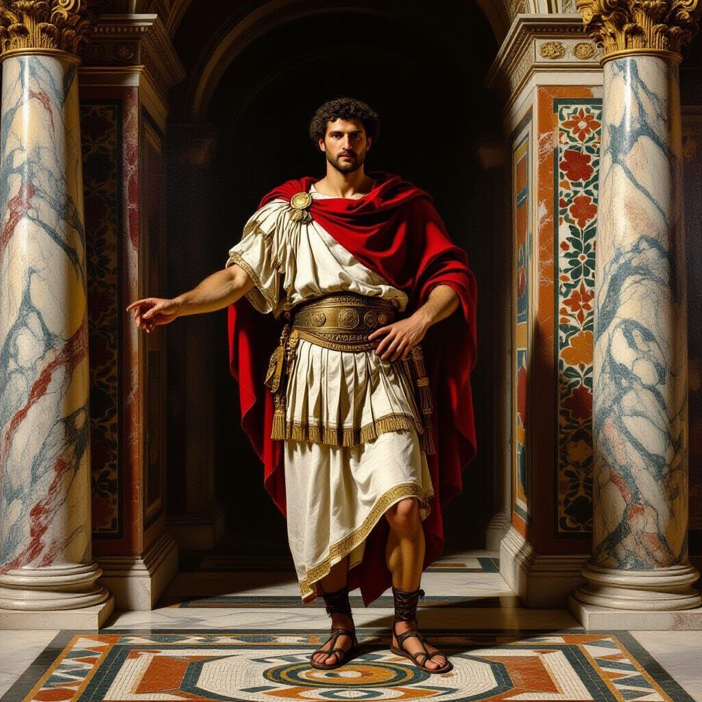 Noble Roman Man in Domus, Classical Style