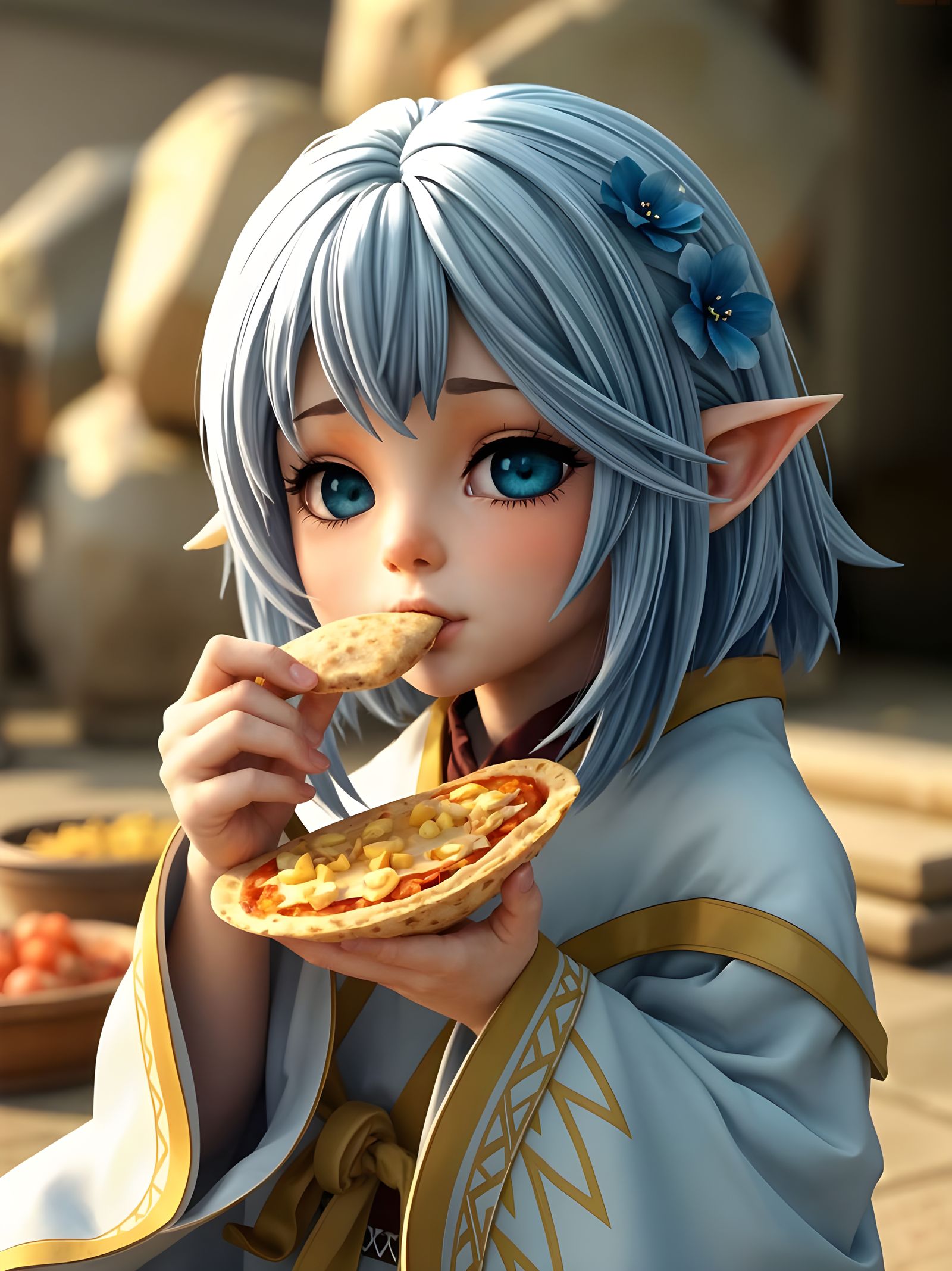 Cute Dwarf Girl Eating Taco in Unreal Engine 5