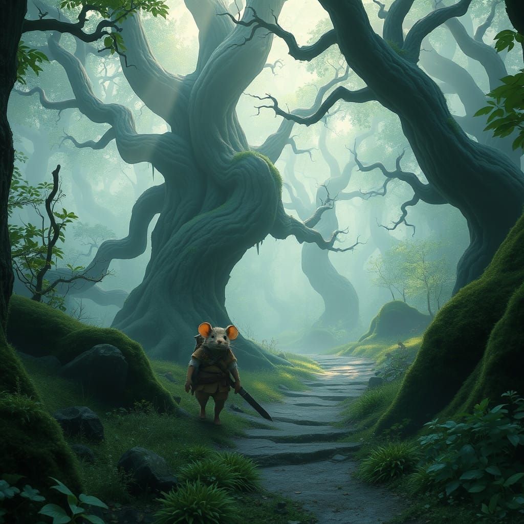 Mystical Forest Path Revealed by Mouse Ranger in Cyberpunk-R...