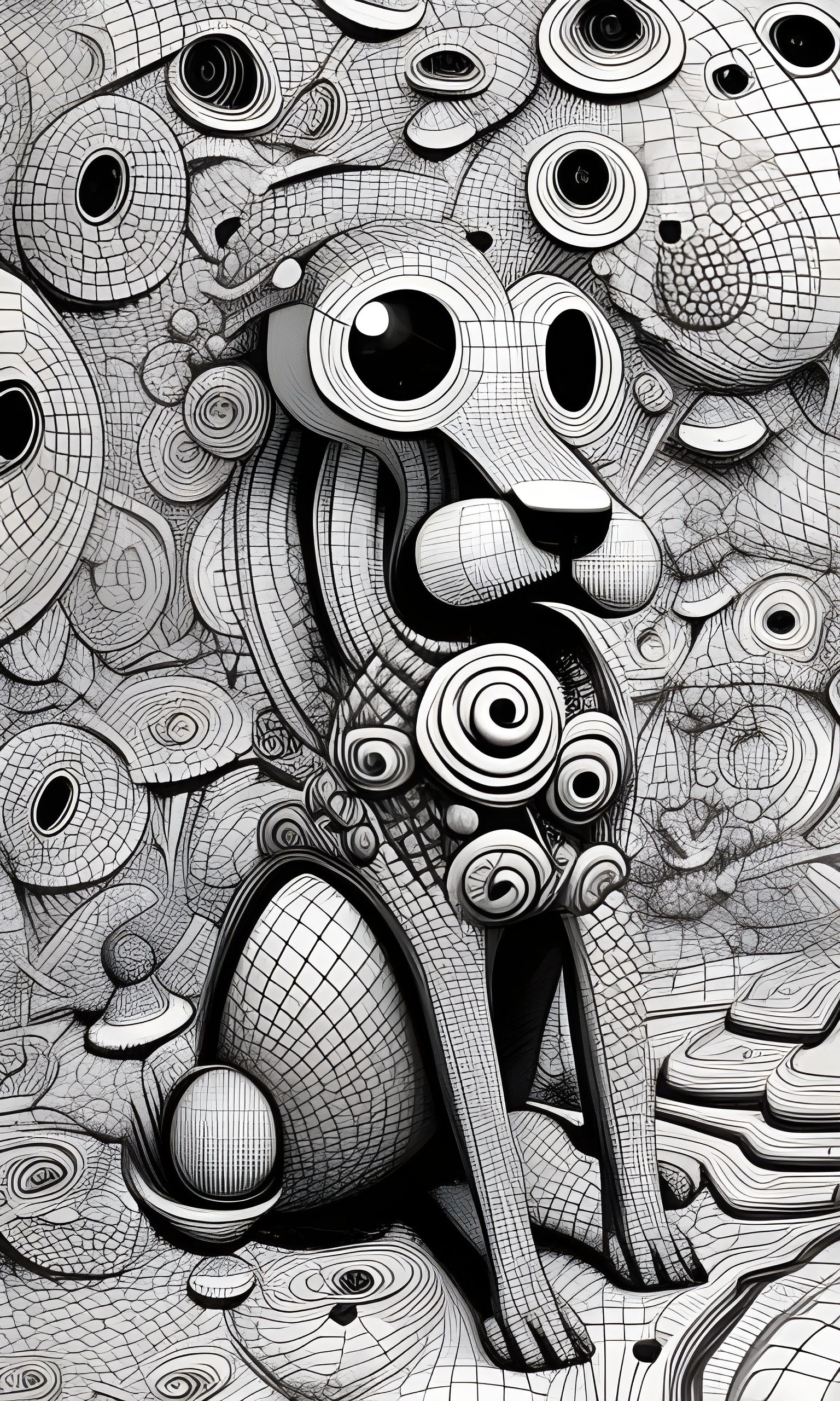 Surreal Humanoid Dog Shaman on Mushroom, 3D Art