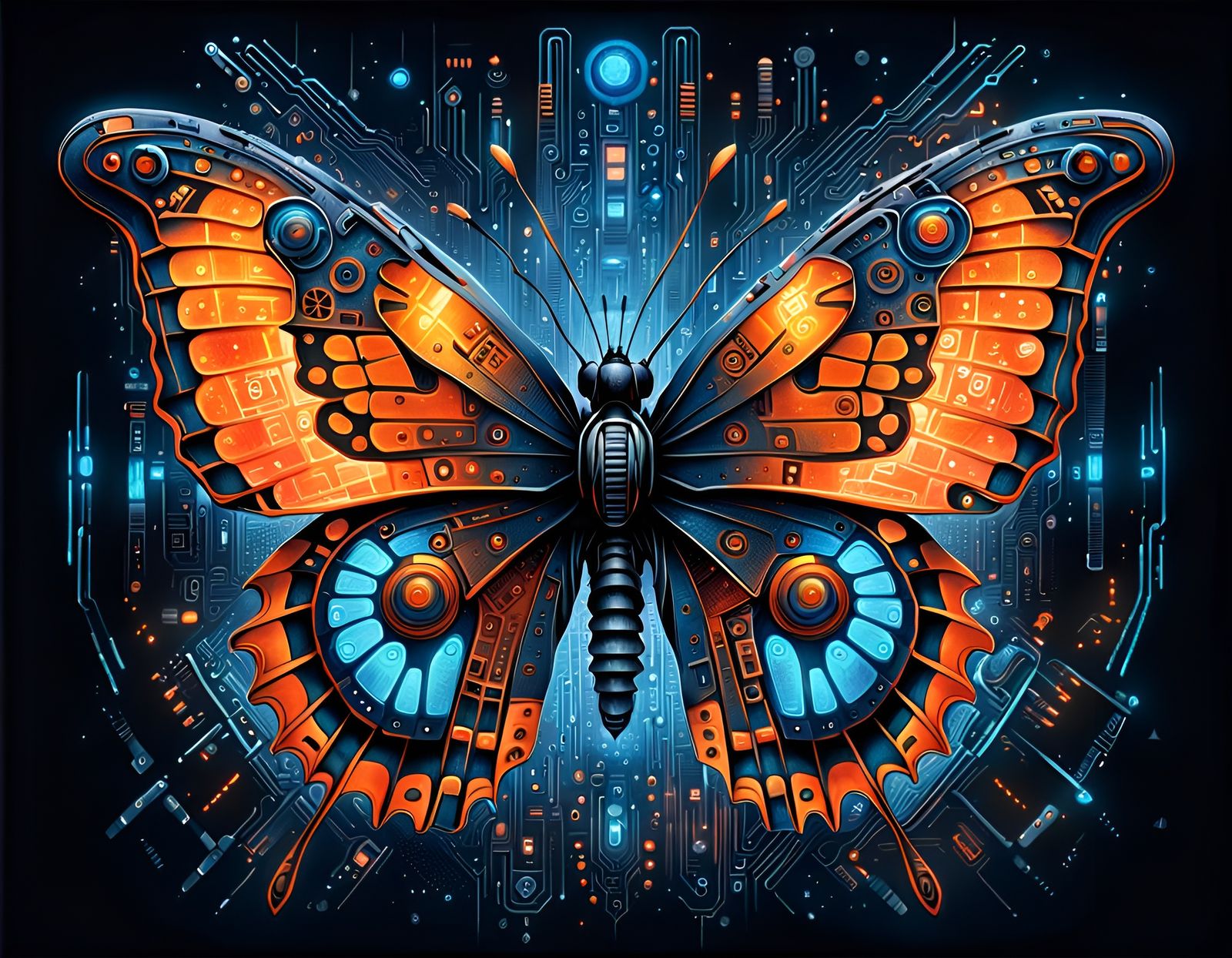 Cyberpunk Butterfly in Matrix Code Style