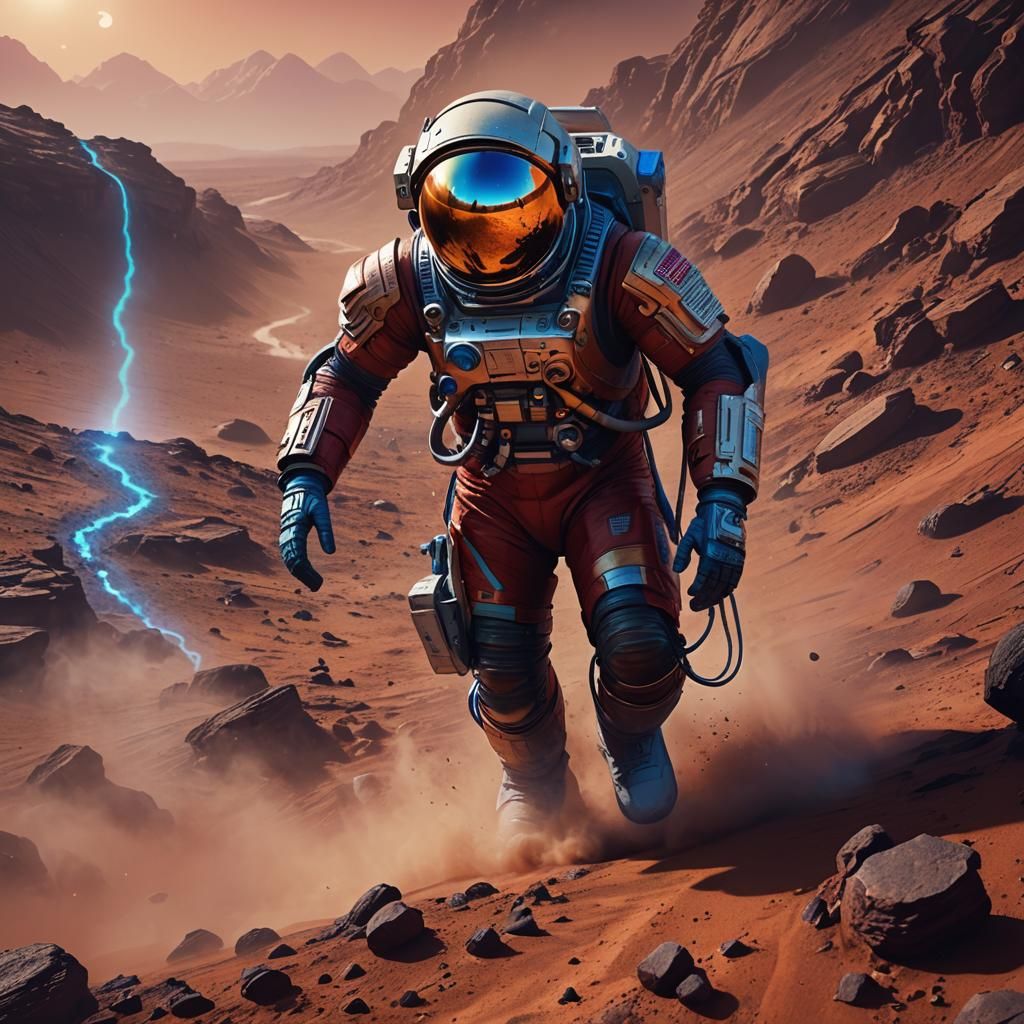 Astronaut in Peril on Mars: Cinematic Sci-Fi