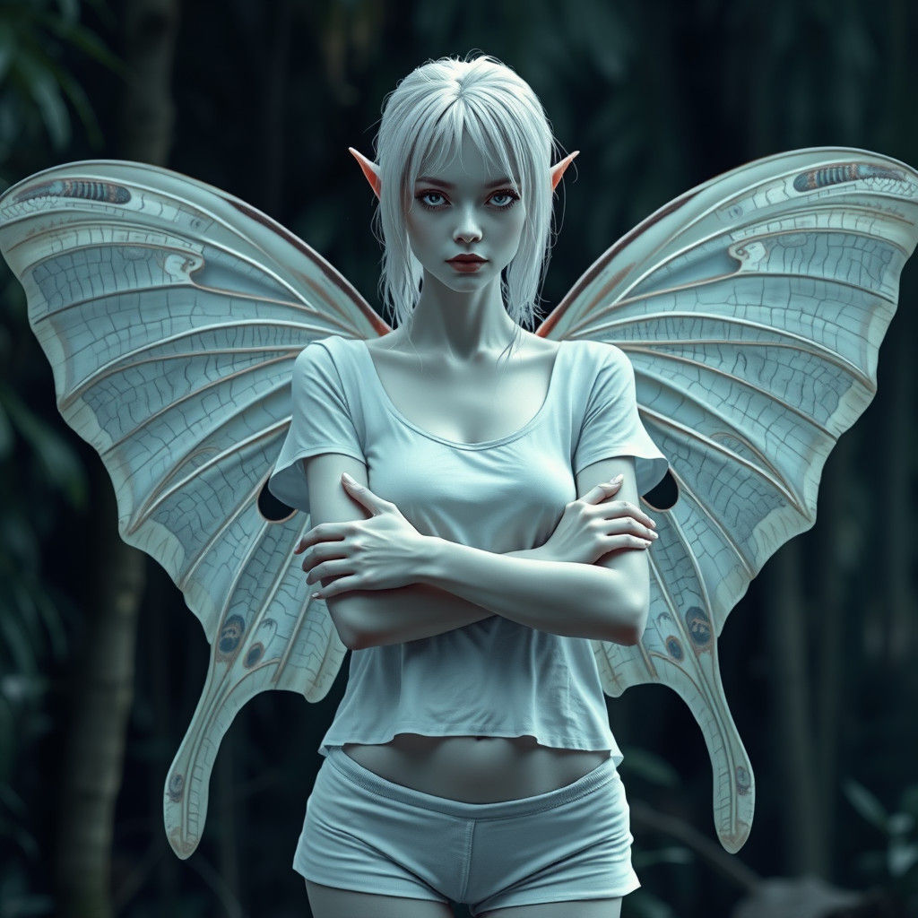 Albino Fairy Woman in Rainforest