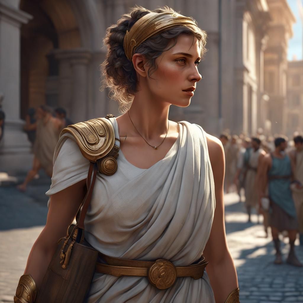 Roman Woman Doctor: Hyperdetailed Art Nouveau Portrait