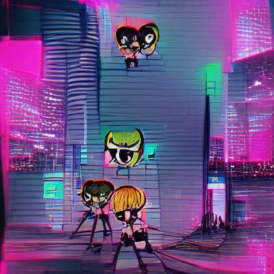 Cyberpunk Powerpuff Girls Digital Art