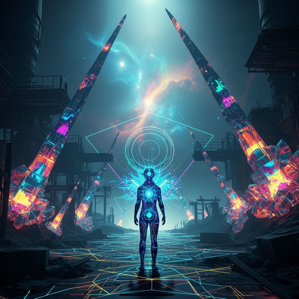 Mysterious Vibrant Abstract Art in Digital Style