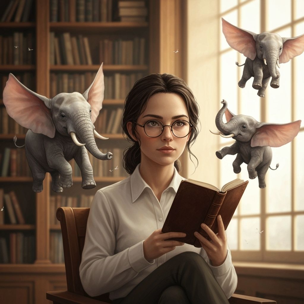 Miniature Elephants Dance in Whimsical Library Scene