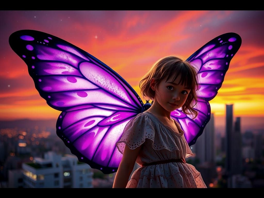 Surreal Cinematic Goddess with Iridescent Wings Amidst Vibra...