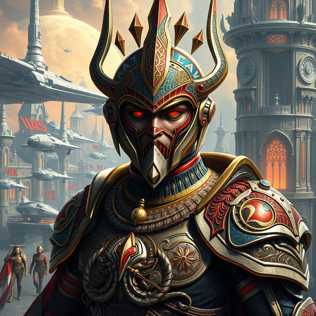 Tau Commander Overseeing Fleet in Ornate Armor