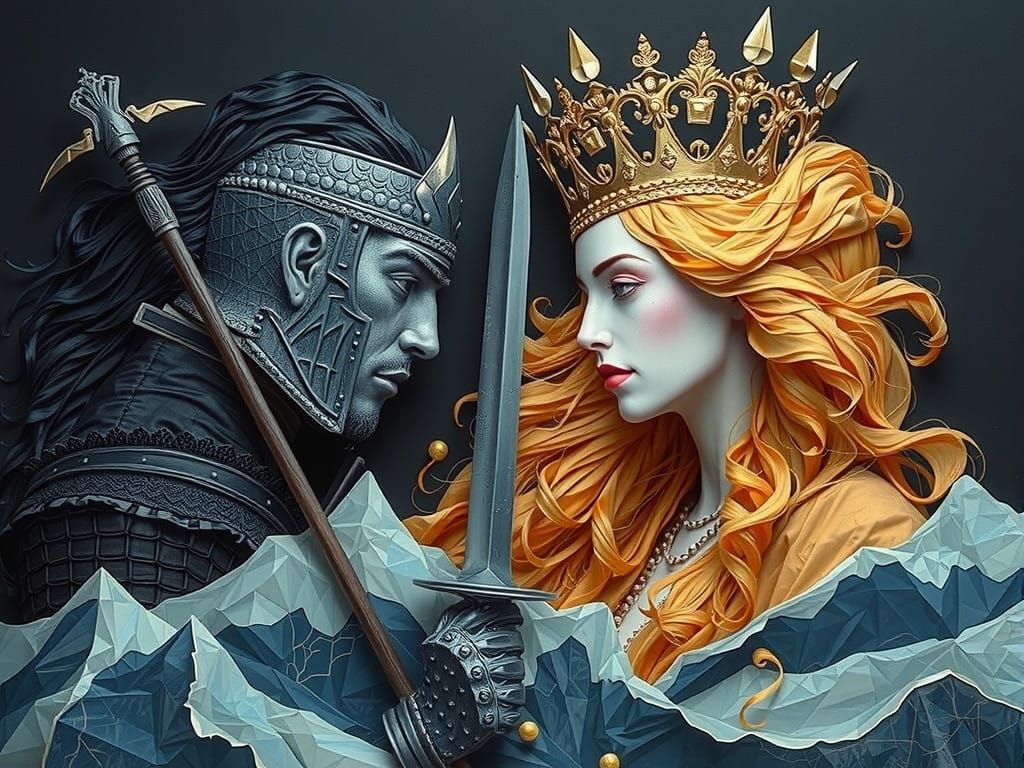 Double Portrait in Whimsical Tissue Paper Style