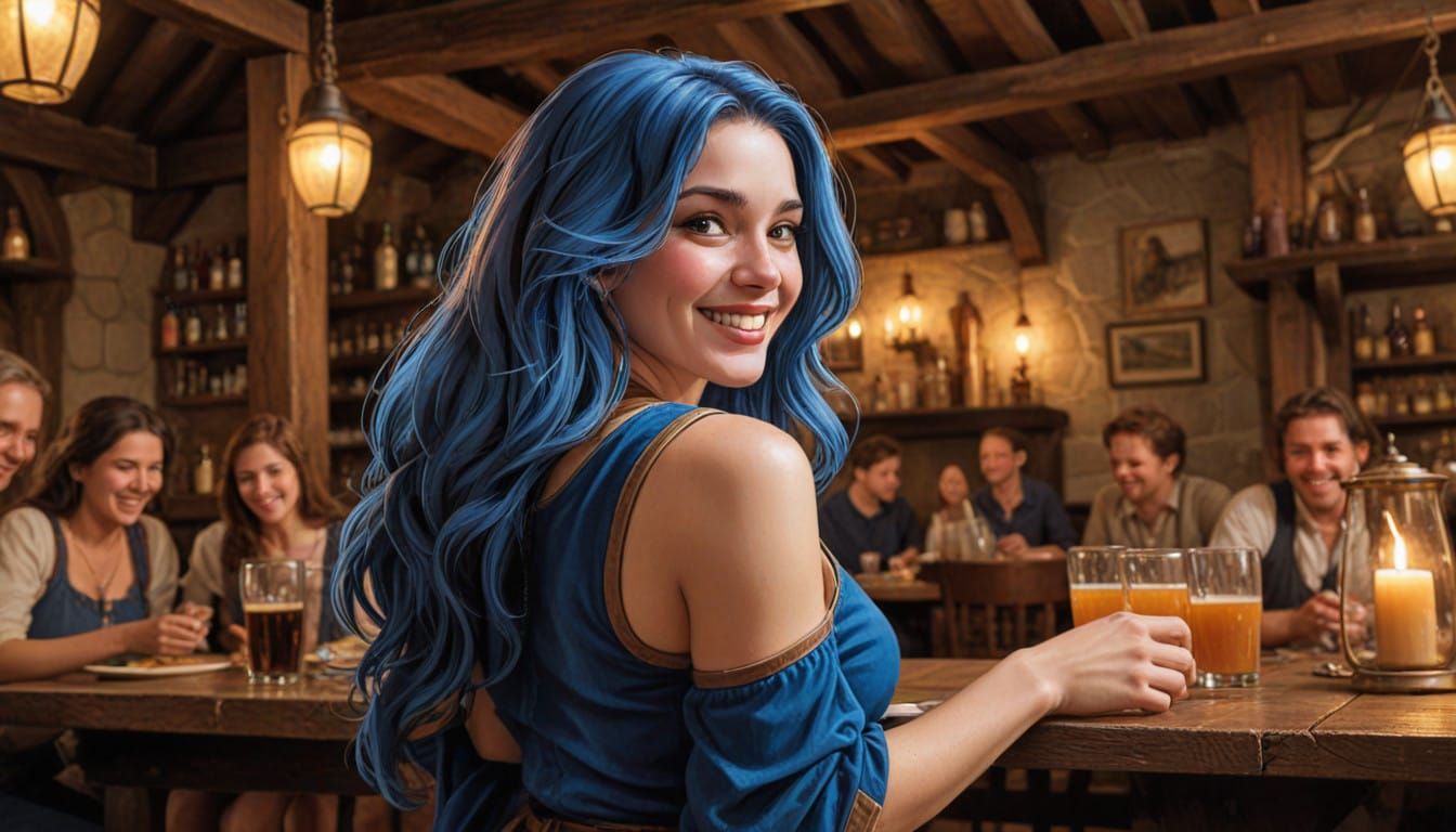 Medieval Tavern Beauty in Royal Blue