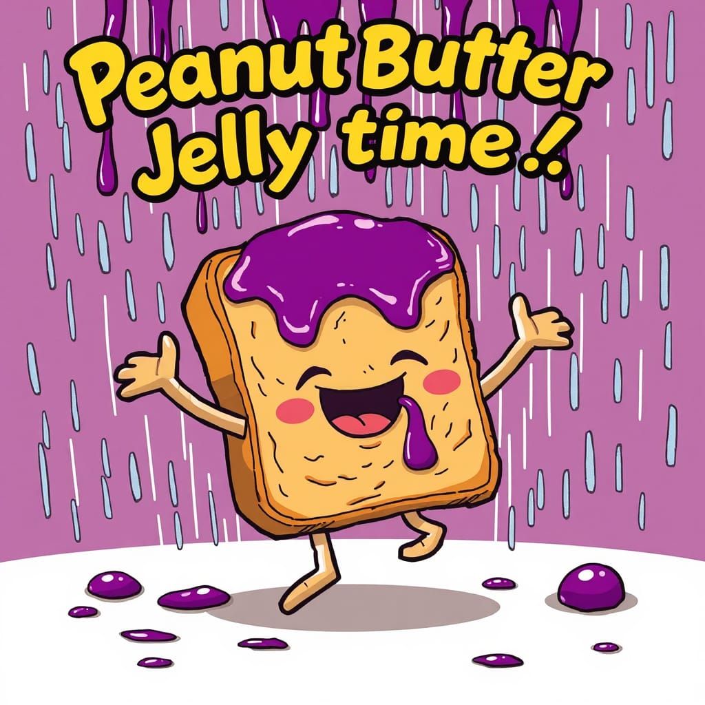 Comic Book Style Dancing Peanut Butter Sandwich
