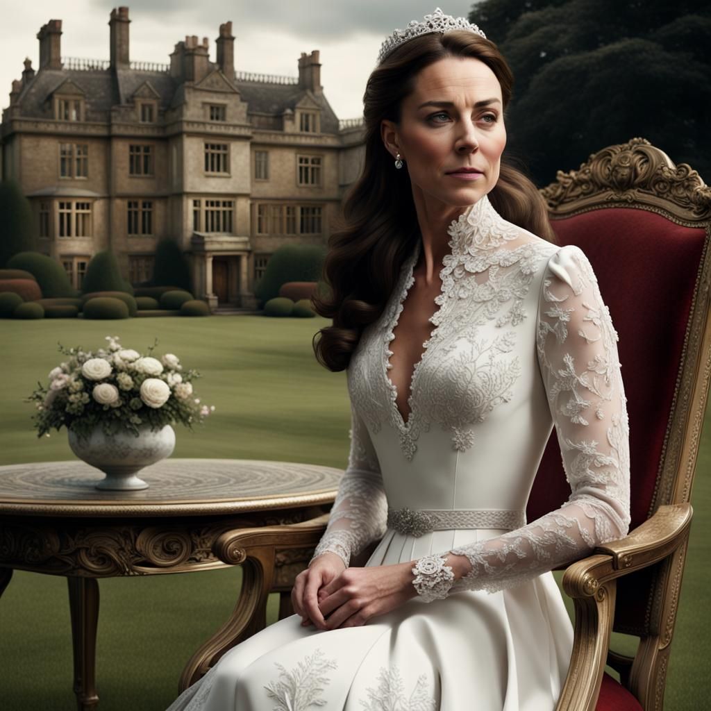 Kate Middleton in White Dress at Manor House