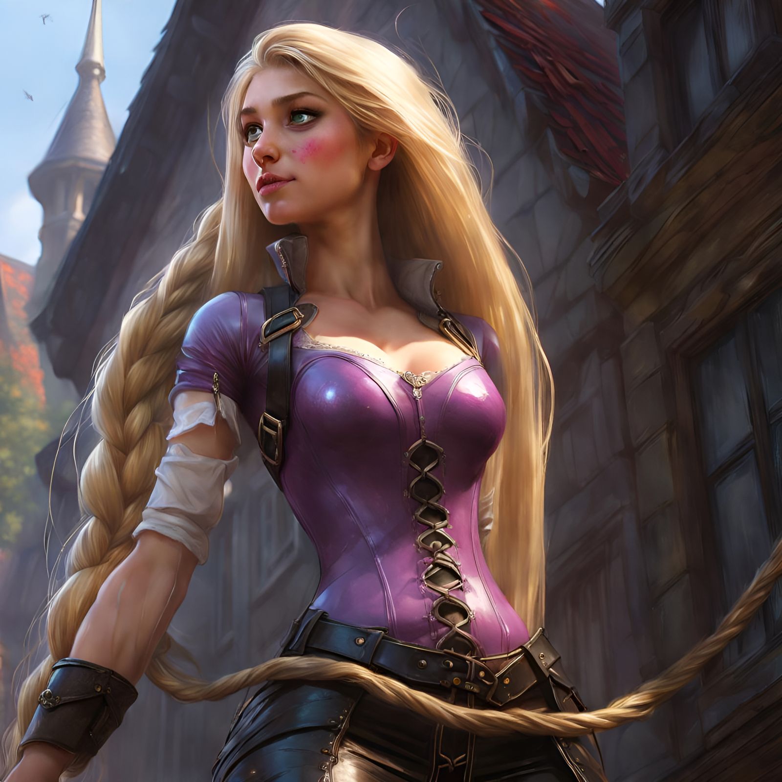 Rapunzel in Latex: Hyperdetailed Fantasy Art