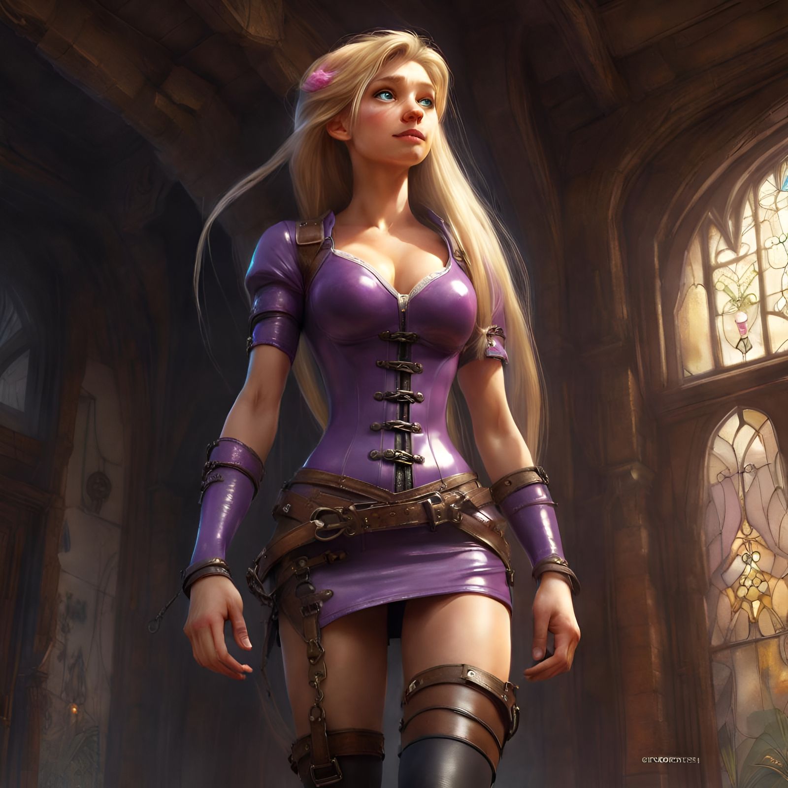 Rapunzel in Latex: Hyperdetailed Fantasy Art