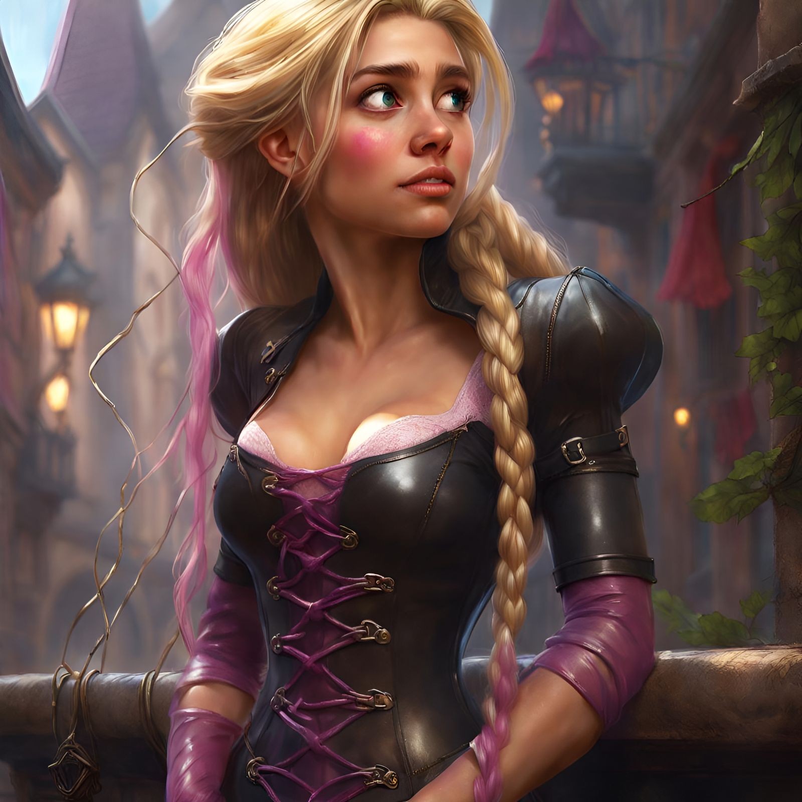 Rapunzel in Latex: Hyperdetailed Fantasy Art