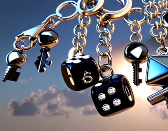 Keychains Thrown in Water: Detailed 8K Action Shot