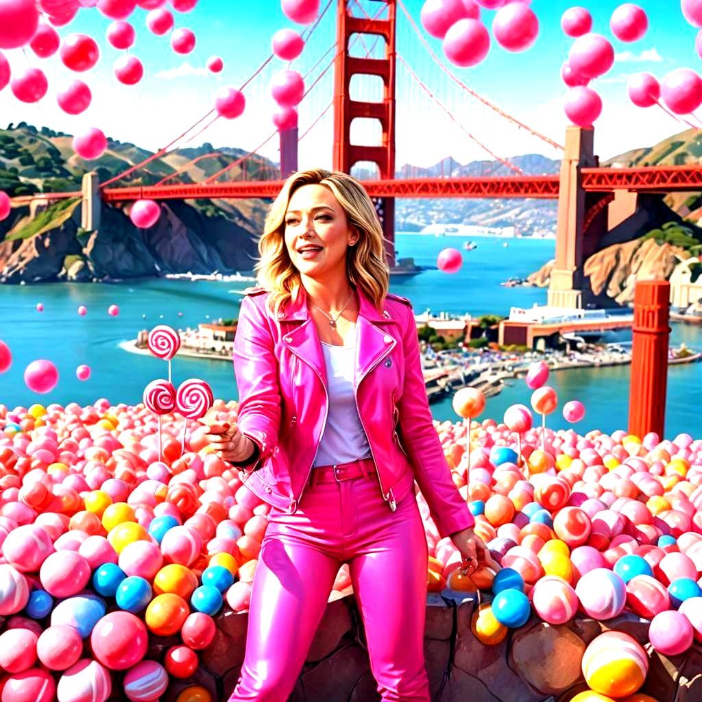 Pink October: Woman in Pink Leather, Candy Art