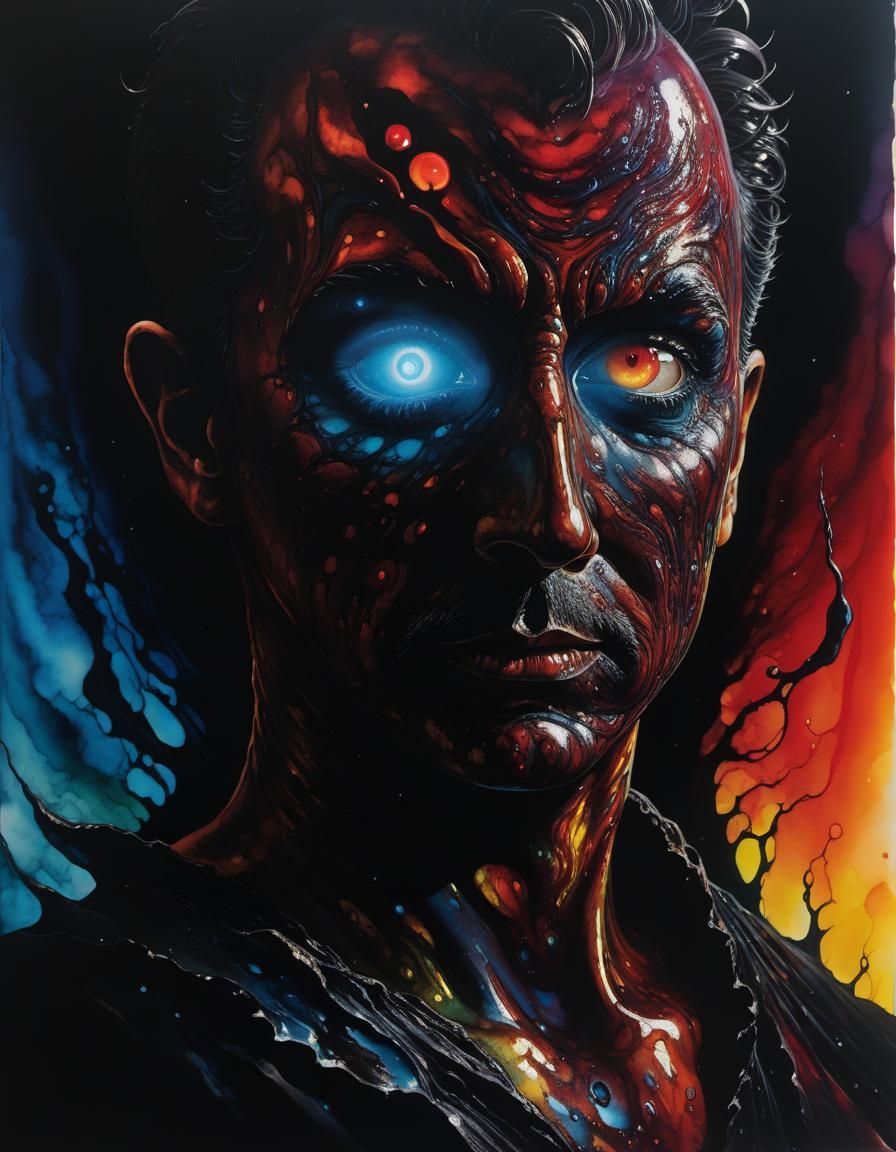 Shadowy Poltergeist in Alcohol Ink Style