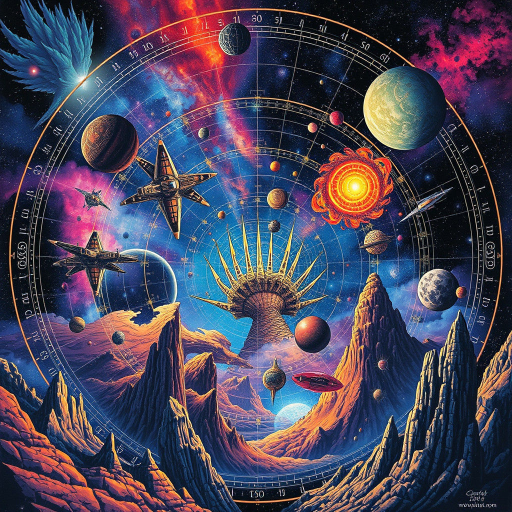 Celestial Universe Map: Futuristic Dreamlike Vision