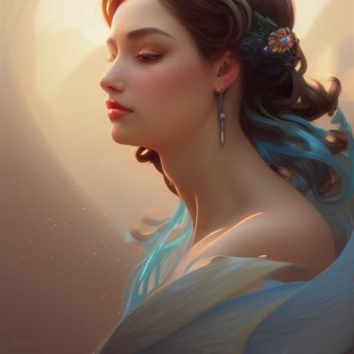 Divine Princess Portrait in Art Nouveau Style