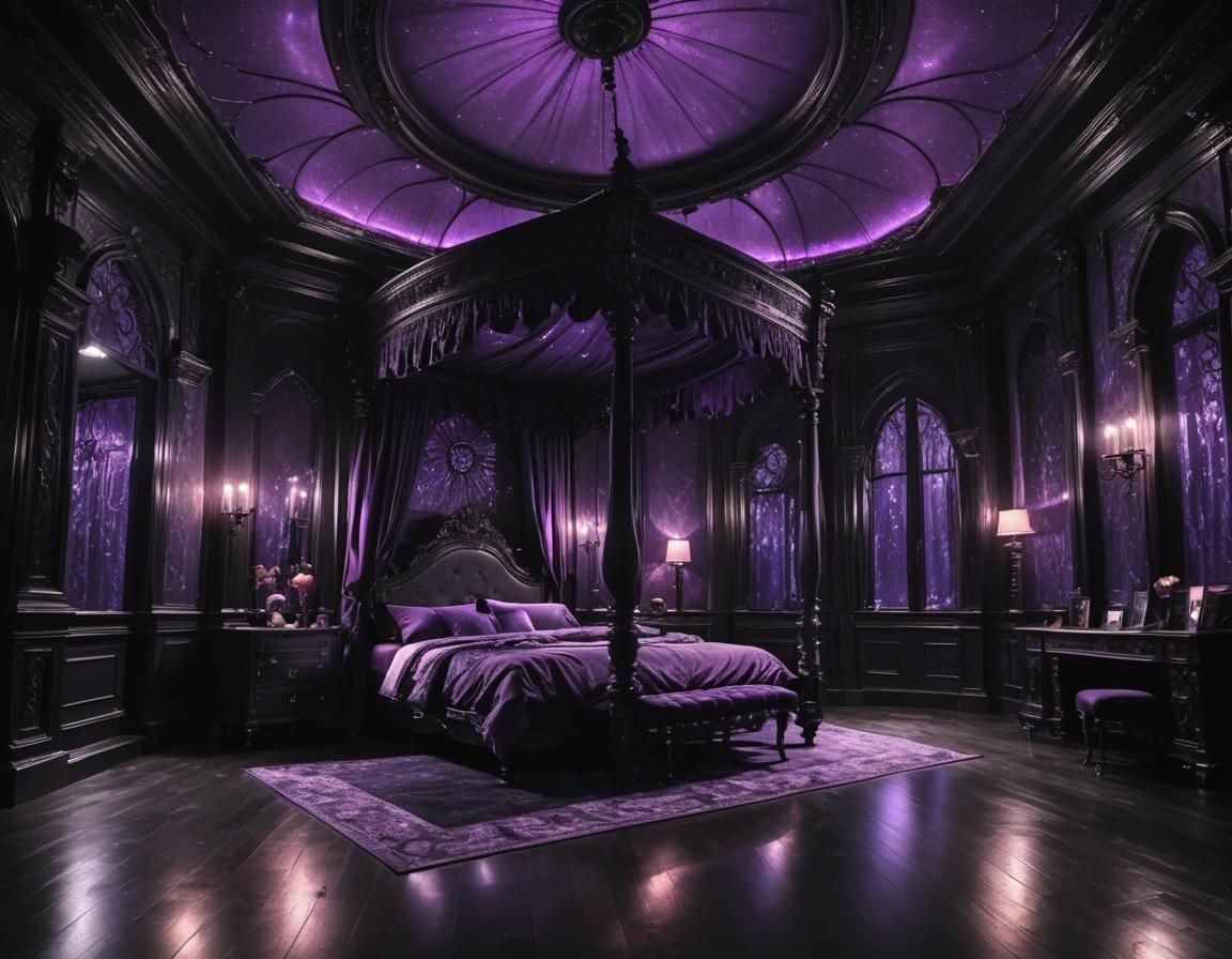 Gothic Bedroom with Modern LED Lighting