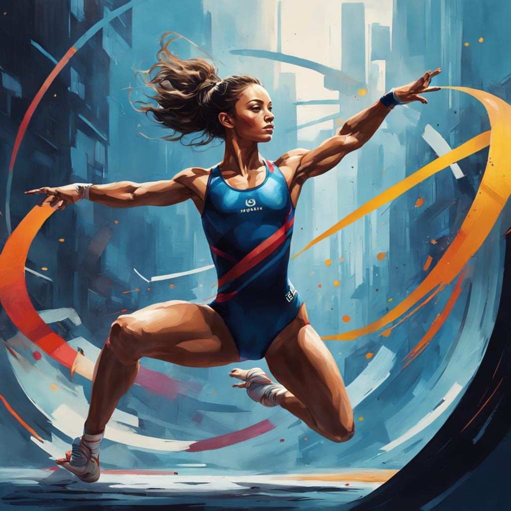 Gymnast in Splendid Mid-Air Pose